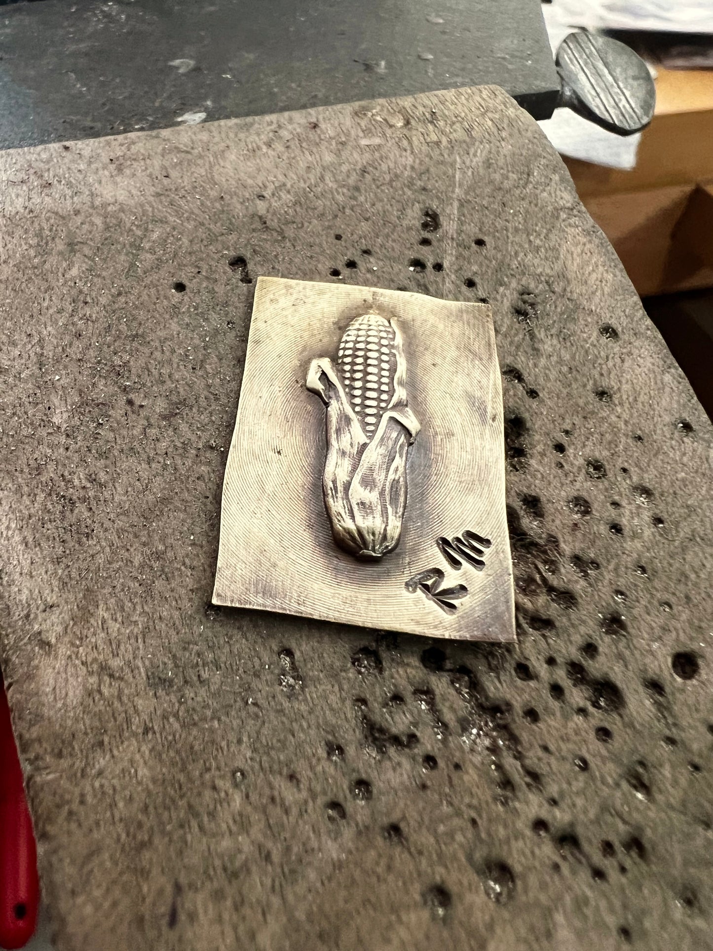 Pressed Metal Ear of Corn Impression for Jewelry Making