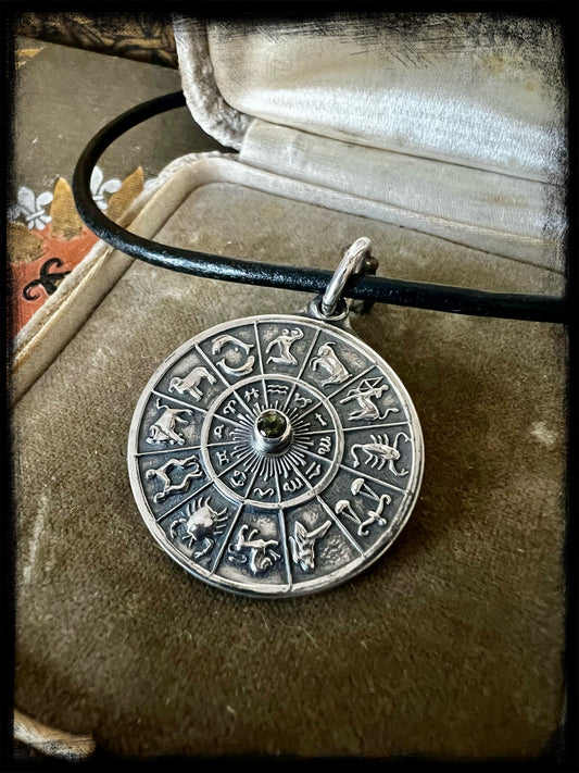 Zodiac Wheel Pendant-Sterling Silver-Horoscope-Constellations