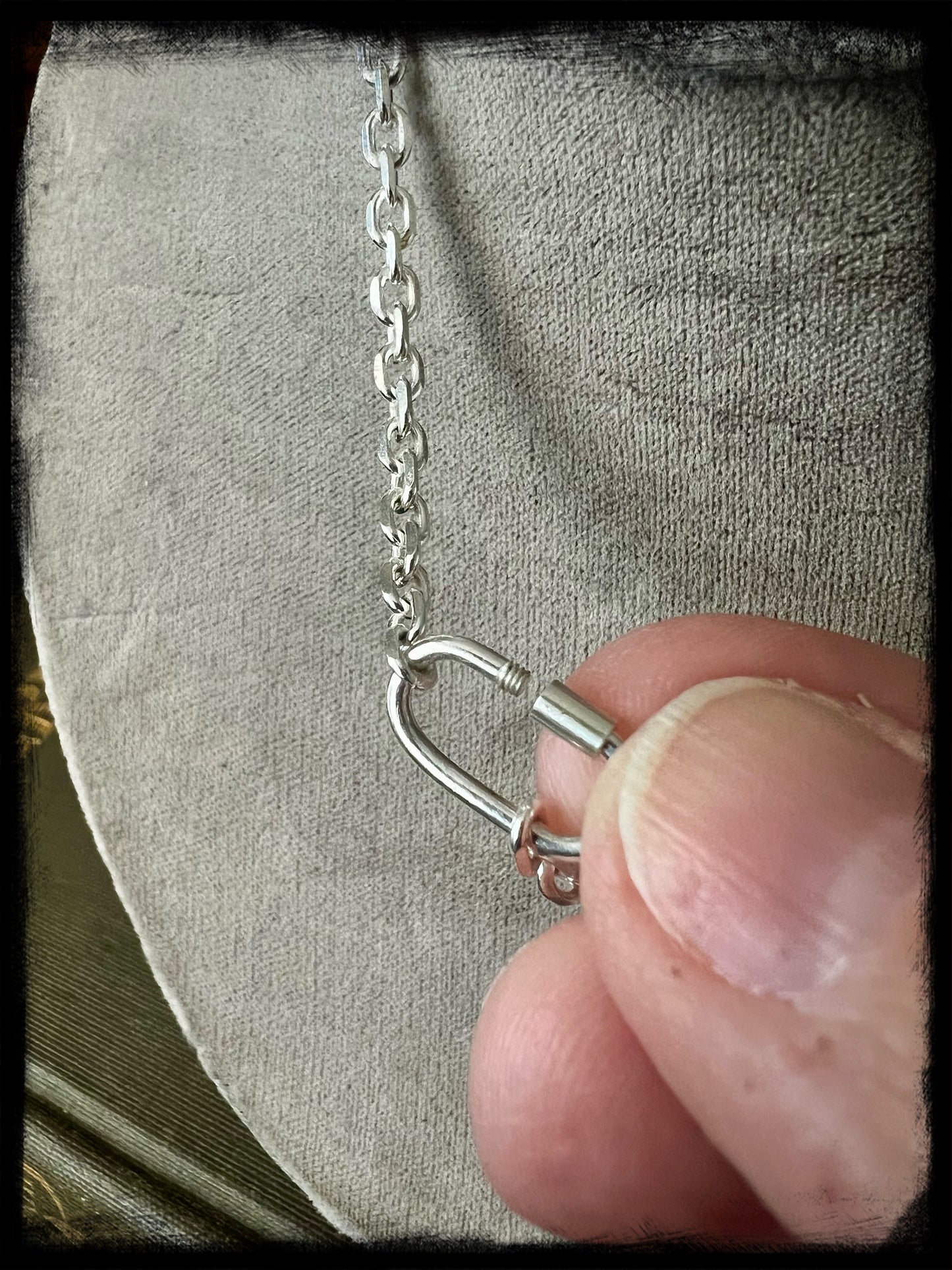 Sterling Silver Carabiner Clasp on 3.5mm Cable Chain-Charm Necklace