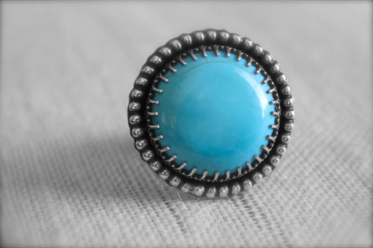 Howlite Turquoise Stone set in Sterling Silver Ring Size-8.75